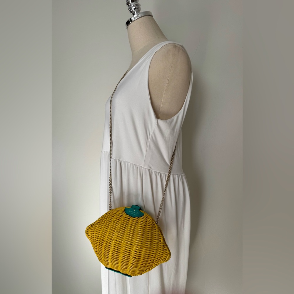 Kate Spade Lemon Yellow Woven Mini Bag
